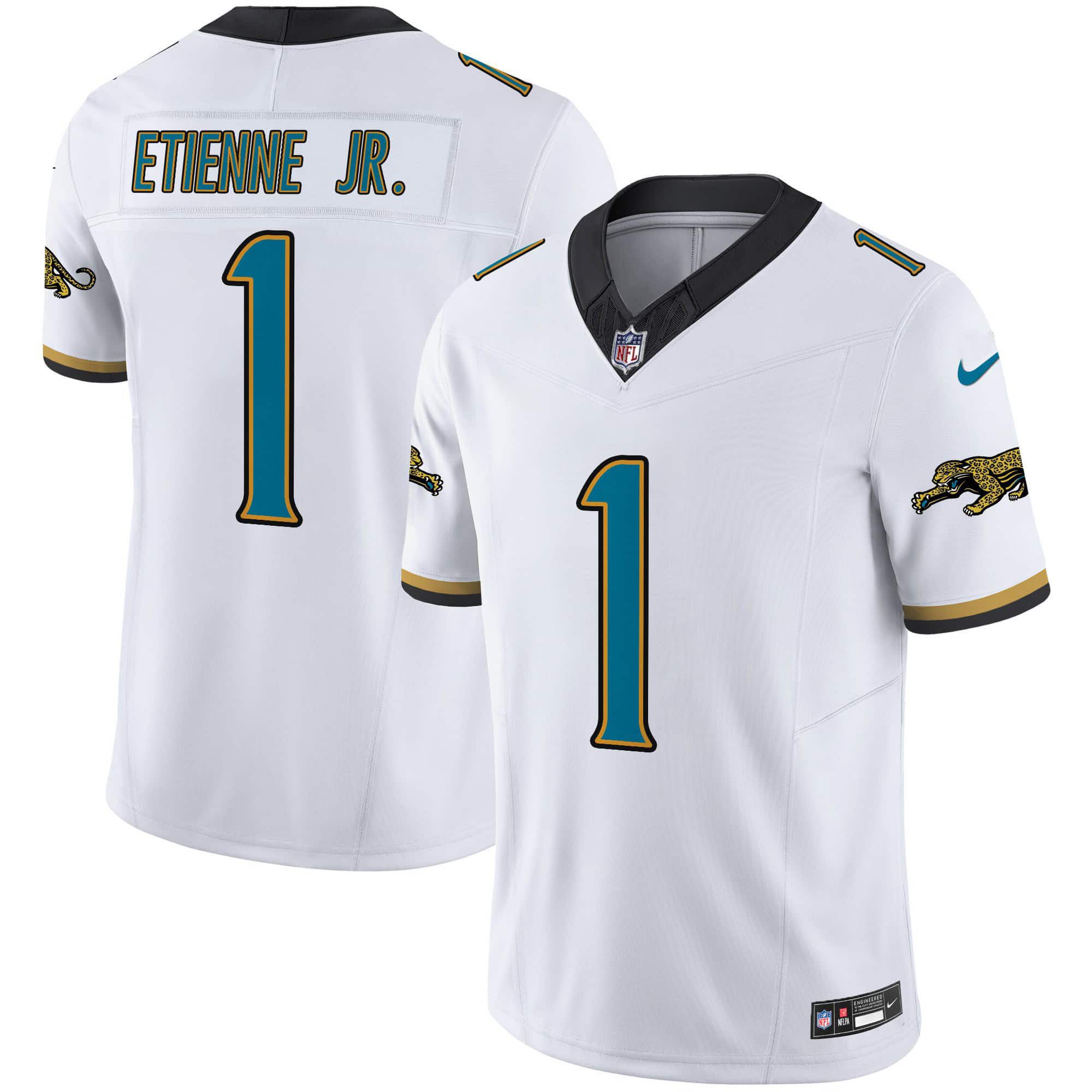 Men Jacksonville Jaguars #1 Etienne jr White 2024 Nike Throwback Vapor Limited NFL Jersey->indianapolis colts->NFL Jersey